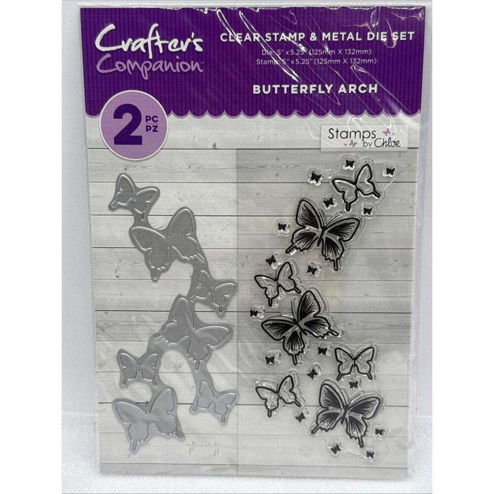 Butterfly Arch Clear Stamp & Metal Die 2pc Set Crafter’s Companion Chloe